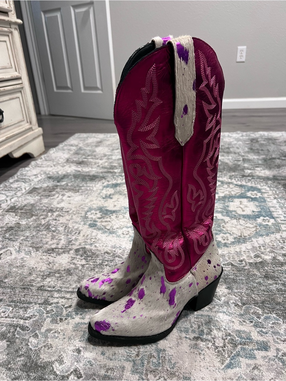 Dingo Pink and White Speckled Western Heeled Boots - Picture 6 of 7